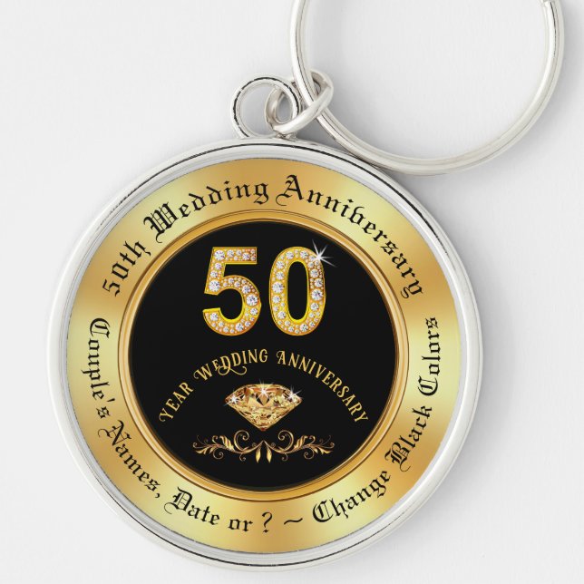 50 year Anniversary Gifts for Friends, 50th  Keychain (Front)