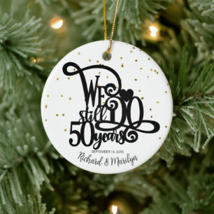 50 Year Anniversary Gold Personalized Ceramic Ornament