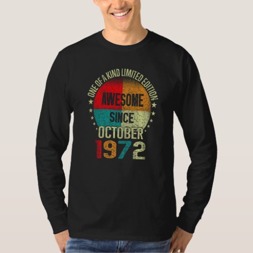 50 Year Awesome Since October 1972 Vintage 50th Bi T_Shirt