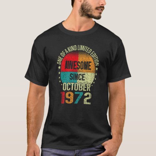 50 Year Awesome Since October 1972 Vintage 50th Bi T_Shirt