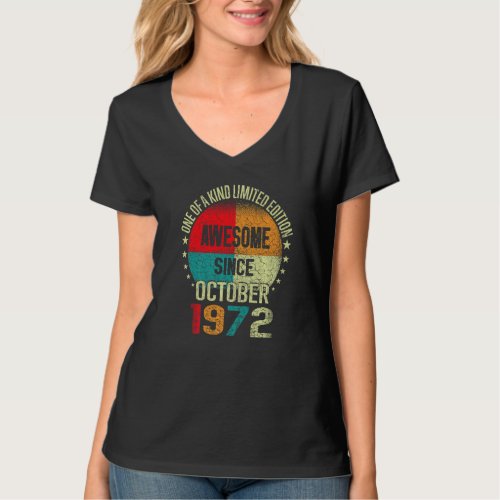 50 Year Awesome Since October 1972 Vintage 50th Bi T_Shirt