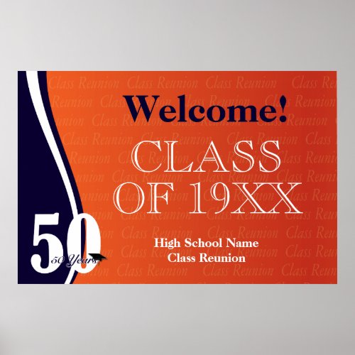 50_Year Class Reunion in Orange and Blue Poster