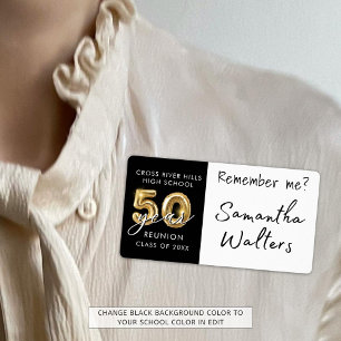50 Year Class Reunion Name Tag Remember Me