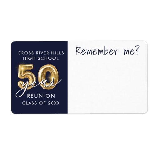 50 Year Class Reunion Navy Name Tag Remember Me