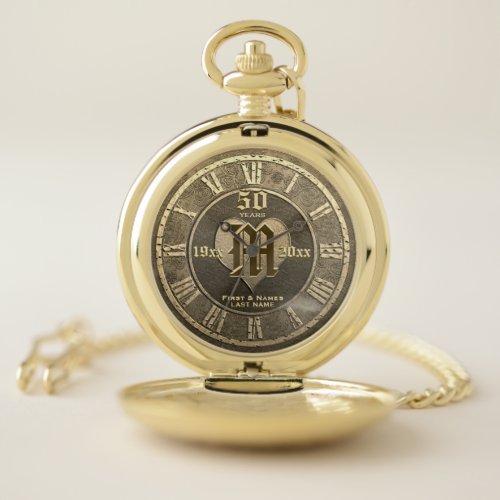 50 Year  Gold Look Wedding Anniversary Pocket Watch