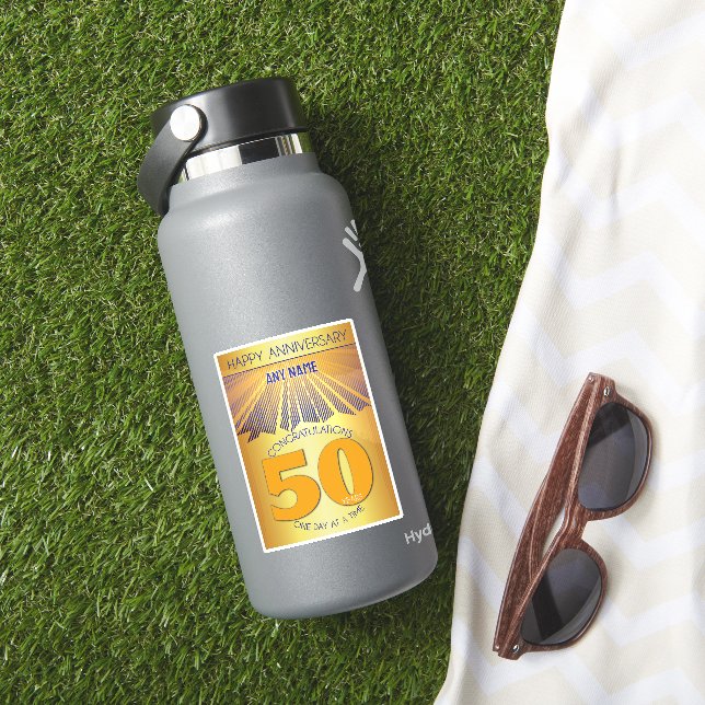 50 Year | Golden Ray 12 Step CUSTOM NAME Sticker (HydroFlask Insitu)