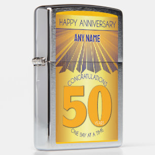 50 Year Golden Ray 12 Step CUSTOM NAME Zippo Lighter