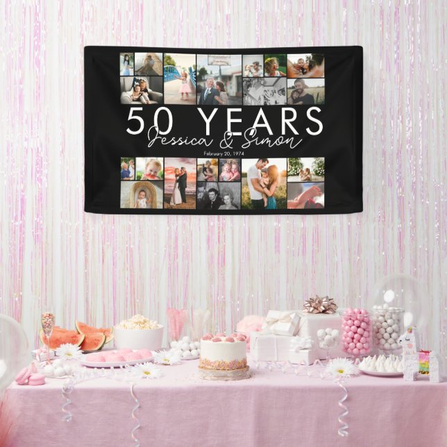 50 year golden wedding anniversary photo collage  banner (Party)