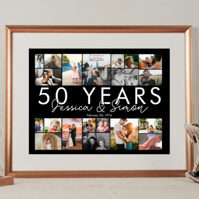 50 year golden wedding anniversary photo collage poster (Creator Uploaded)
