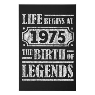 50 Year Old 1975 Birth Of Legend 50th Birthday Faux Canvas Print