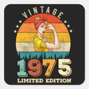 50 Year Old Bday 1975 Vintage 50th Birthday Women Square Sticker