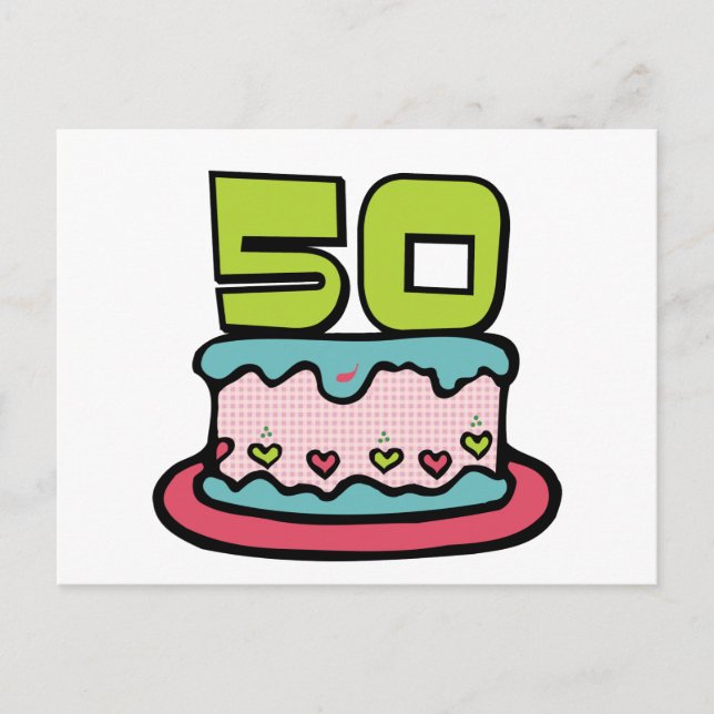 50 Year Old Birthday Cake Postcard (Front)