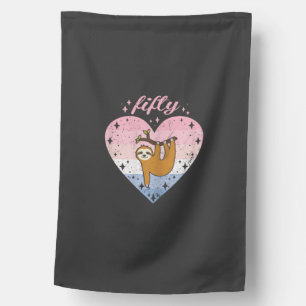 50 Year Old Cute Sloth Birthday Girl 50th B-day T- House Flag