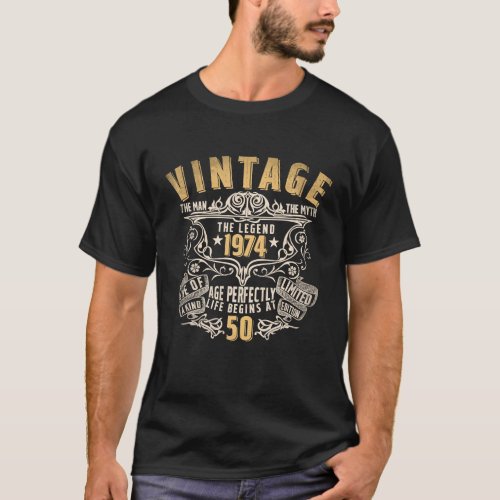 50 Year Old Gift Vintage 1974 Man Myth Legend 50th T_Shirt