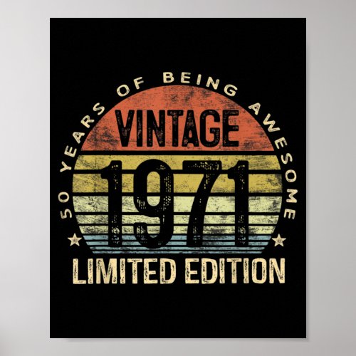 50 Year Old Gifts Vintage 1971 50th Birthday Poster