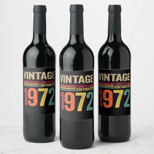 50 Year Old Gifts Vintage 1972 70th Birthday gift  Wine Label