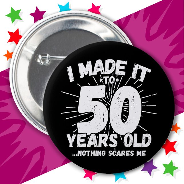 50 Year Old Sarcastic Meme Funny 50th Birthday Button (Creator Uploaded)