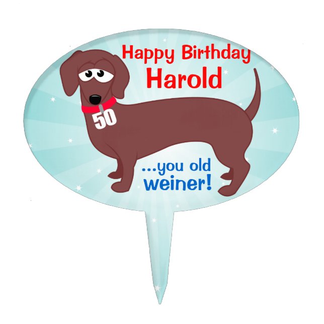50 Year Old Weiner Custom Cake Topper (Front)