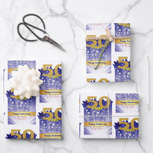 50 Year Recovery Anniversary Bold Numeral Wrapping Paper Sheets