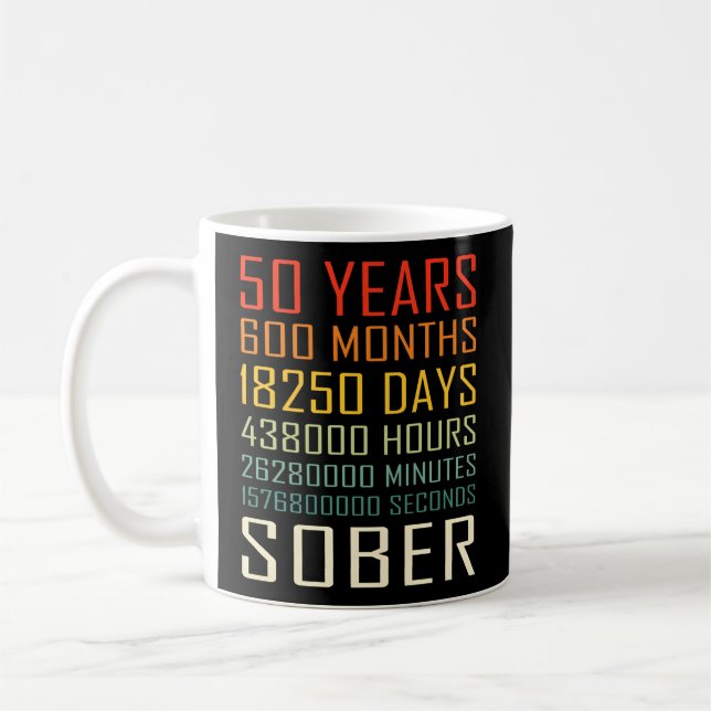 50 Year Sobriety Anniversary 50 Years Sober Coffee Mug (Left)