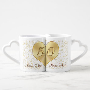 50 Year Wedding Anniversary Gifts, Heart Mugs