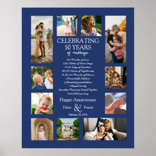 50 year wedding anniversary photo collage editable poster