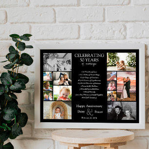 50 year wedding anniversary photo collage editable poster