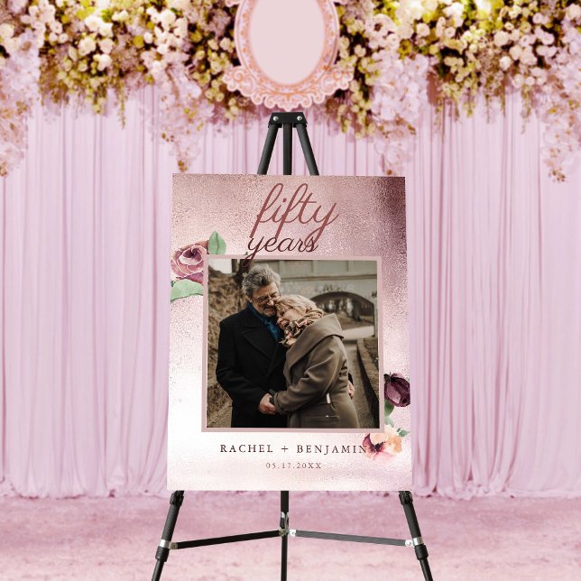 50 Year Wedding Anniversary Rose Gold Glitter  Foam Board (Creator Uploaded)