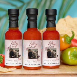 50 Year Wedding Anniversary Rose Gold Glitter Hot Sauces