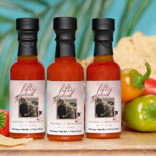 50 Year Wedding Anniversary Rose Gold Glitter  Hot Sauces (Multi)