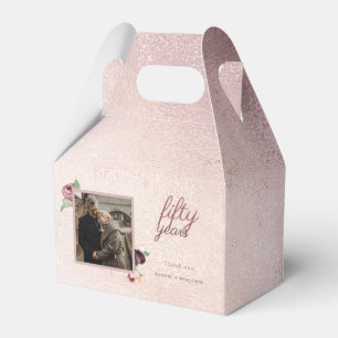 50 Year Wedding Anniversary Rose Gold Personalized Favor Boxes