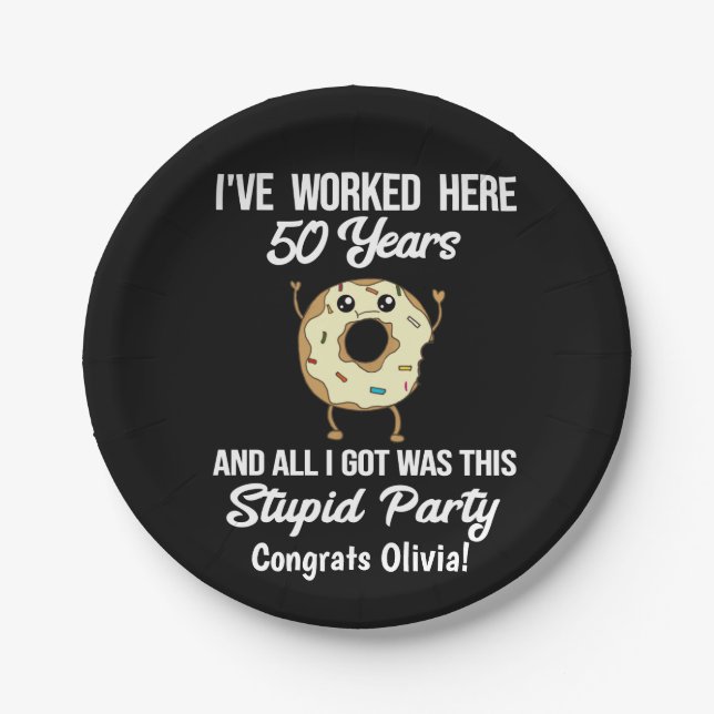 50 Year Work Anniversary Appreciation Party Paper Plates (Front)