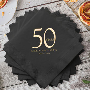 50 years 50th wedding anniversary name and dates foil napkins