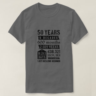 50 Years 5 Decades 600 Months Birthday Party Birth T-Shirt