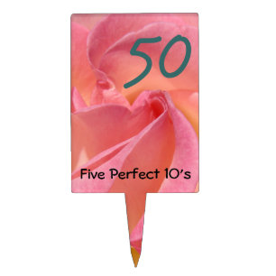 50 years age Cakepicks Pink Rose Five Perfect 10's Cake Topper