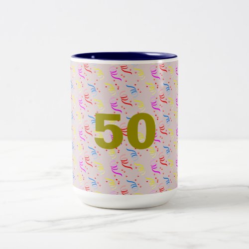 50 Years and Confetti Two_Tone Coffee Mug