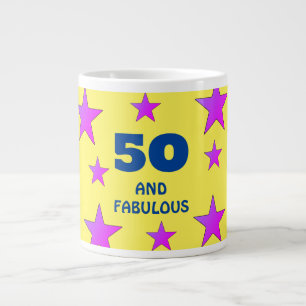 50 years and fabulous Yellow Stars Birthday  Giant Coffee Mug