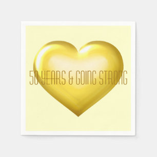 50 Years and Going Strong Gold Heart Anniversary Napkins