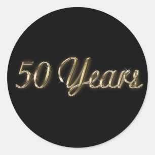 50 Years Anniversary 1.5" Diamter Round Sticker