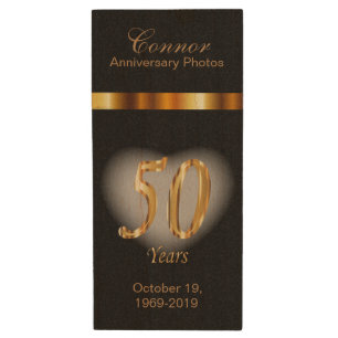 50 Years Anniversary Photos Wood Flash Drive