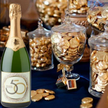 50 Years Anniversary Sparkling Wine Bottle Label by SharonCullars at Zazzle