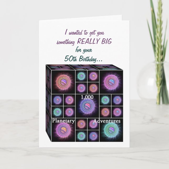 50 Years Birthday Card with Sci Fi Planets - FUNNY (Front)