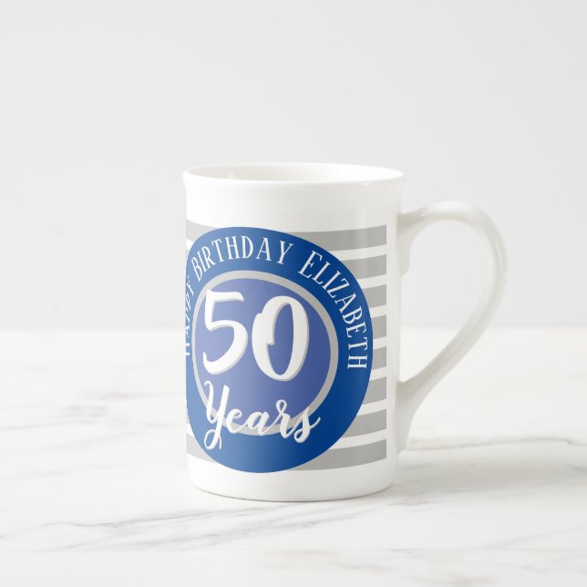 50 Years Birthday Commemorative Bone China Mug (Right)