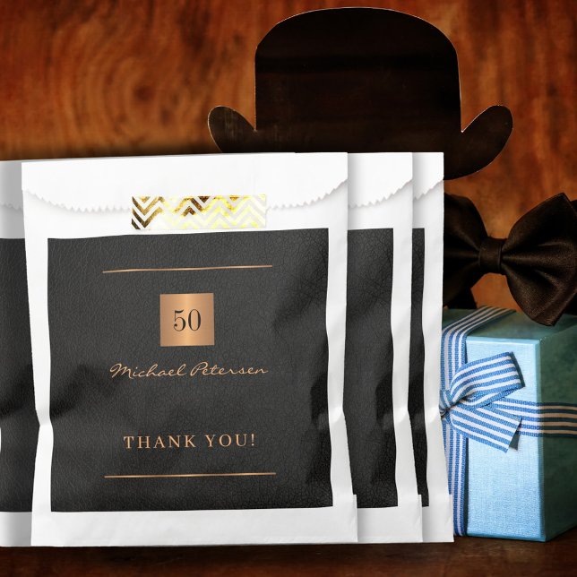 50 years birthday gold black elegant thank you favor bag (Creator Uploaded)