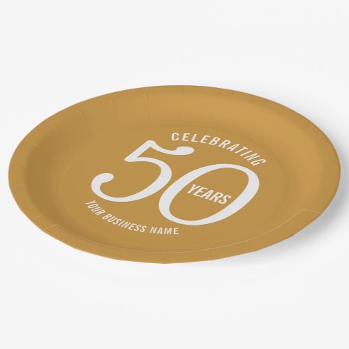 50 years corporate anniversary party gold colored paper plates