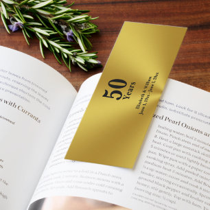 50 Years Gold and Black 50th Wedding Anniversary Bookmarks