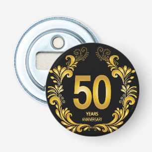 50 Years Gold Glitter Anniversary Bottle Opener