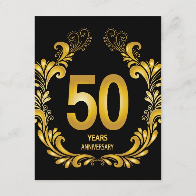50 Years Gold Glitter Anniversary Enclosure Card (Front)
