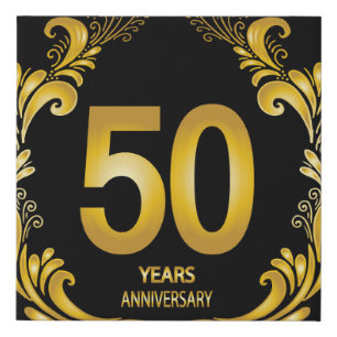 50 Years Gold Glitter Anniversary Faux Canvas Print