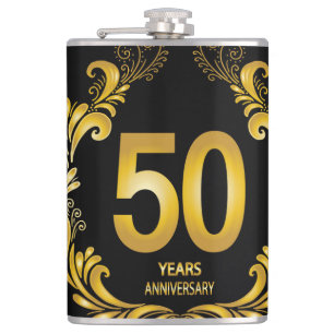 50 Years Gold Glitter Anniversary Flask